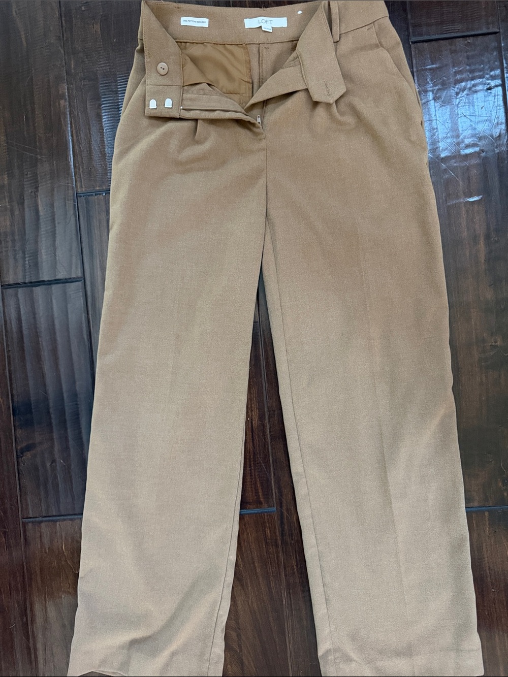 LOFT Woman’s Camel/Tan the Peyton Trouser Dress Pant size 00-petite - Picture 2 of 5